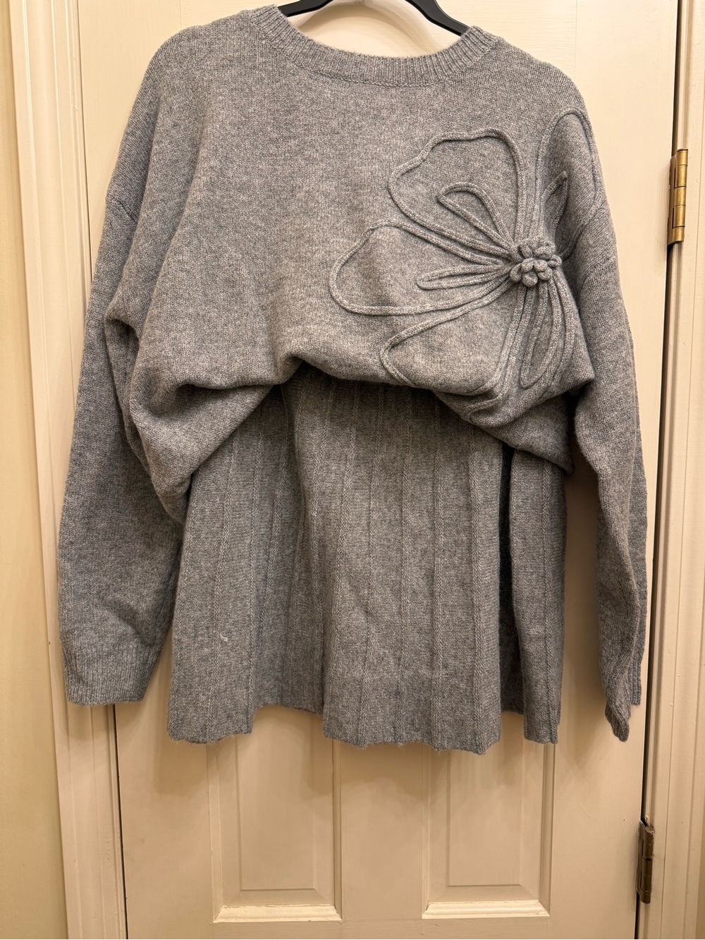 SHEIN Gray Floral Sweater & Knit Skirt Set XL